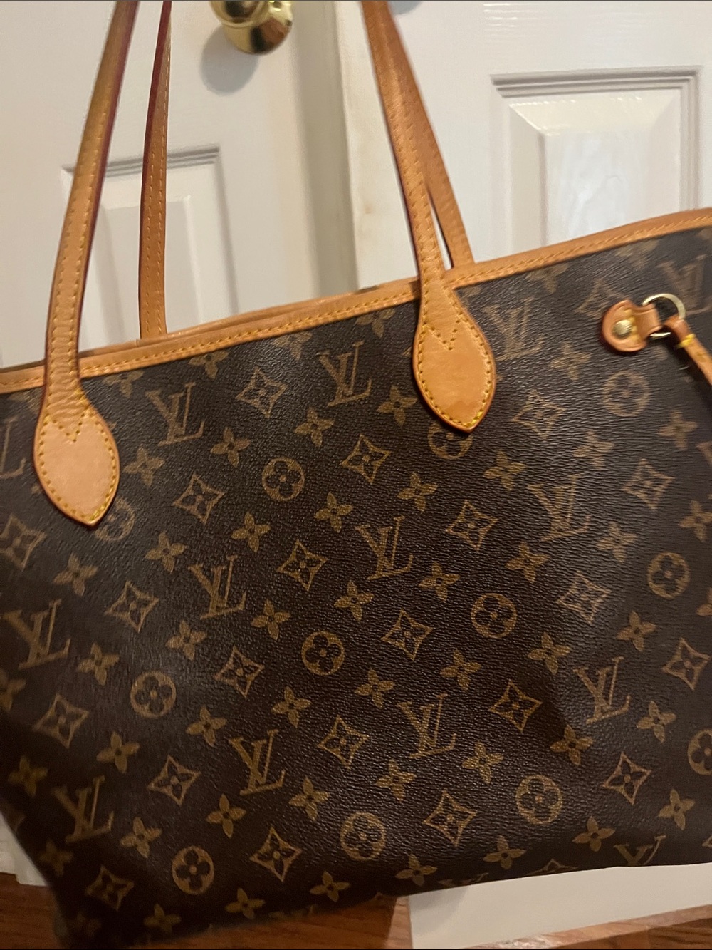 Brown Monogram Tote with Tan Trim - Picture 4 of 6